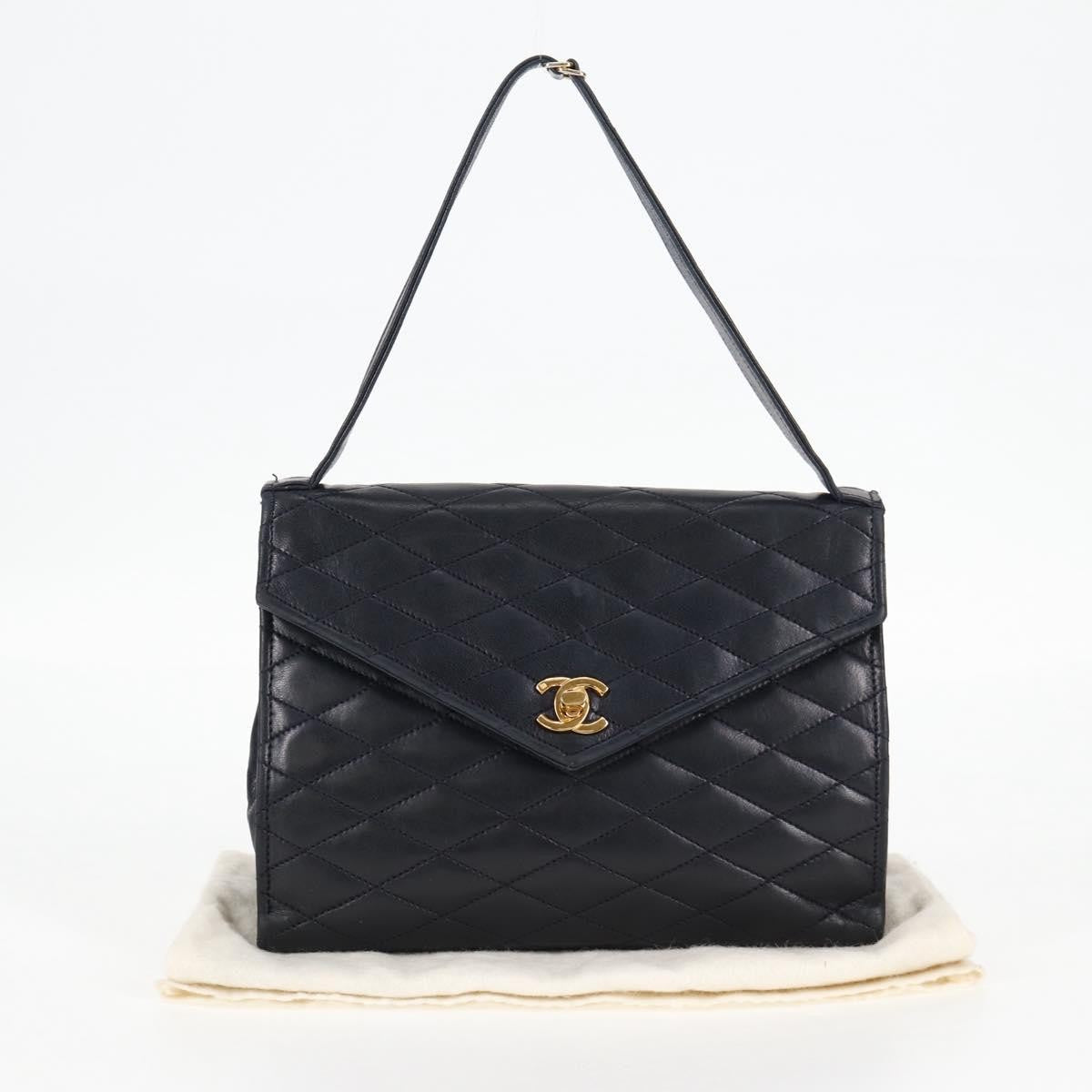 Chanel Vintage Envelope Flap Shoulder Bag Quilted Lambskin, BLACK, LACE, Shoulder bag