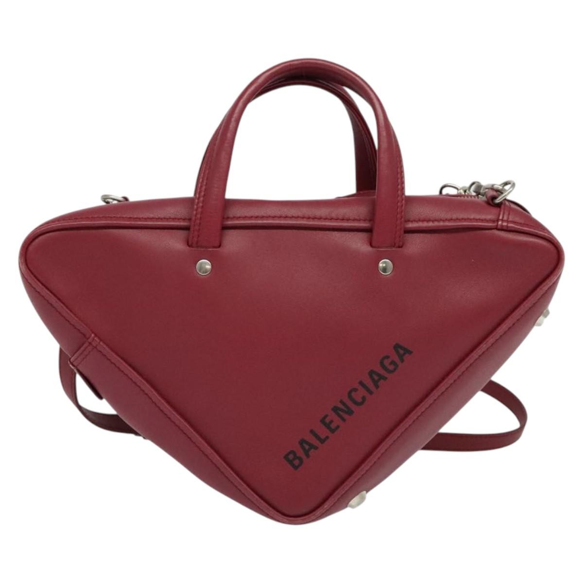 Balenciaga Triangle Duffle Bag Leather, RED, LEATHER, Handbag