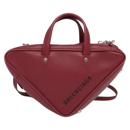 Balenciaga Triangle Duffle Bag Leather, RED, LEATHER, Handbag