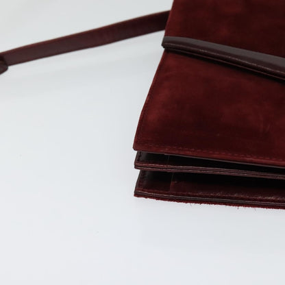 Salvatore Ferragamo Flap Shoulder Bag Suede, BURGUNDY, SUEDE, Shoulder bag