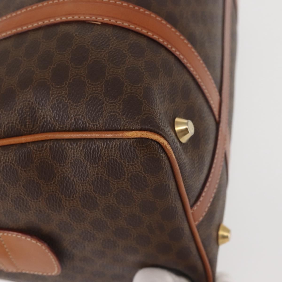 Celine Vintage Boston Bag Macadam Coated Canvas, BROWN, CANVAS, Handbag