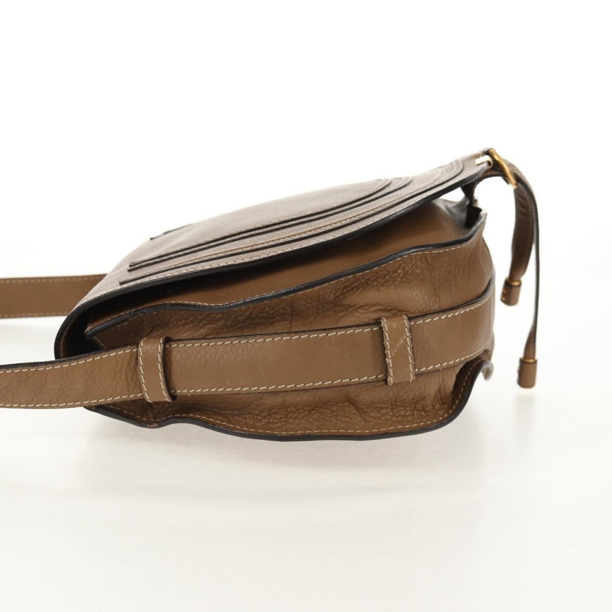 Chloe Marcie Saddle Bag Leather, BEIGE, LEATHER, Shoulder bag