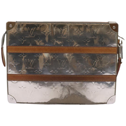 Louis Vuitton Trunk Pouch Monogram Mirror Coated Canvas, SILVER, CANVAS, Clutche & pouche