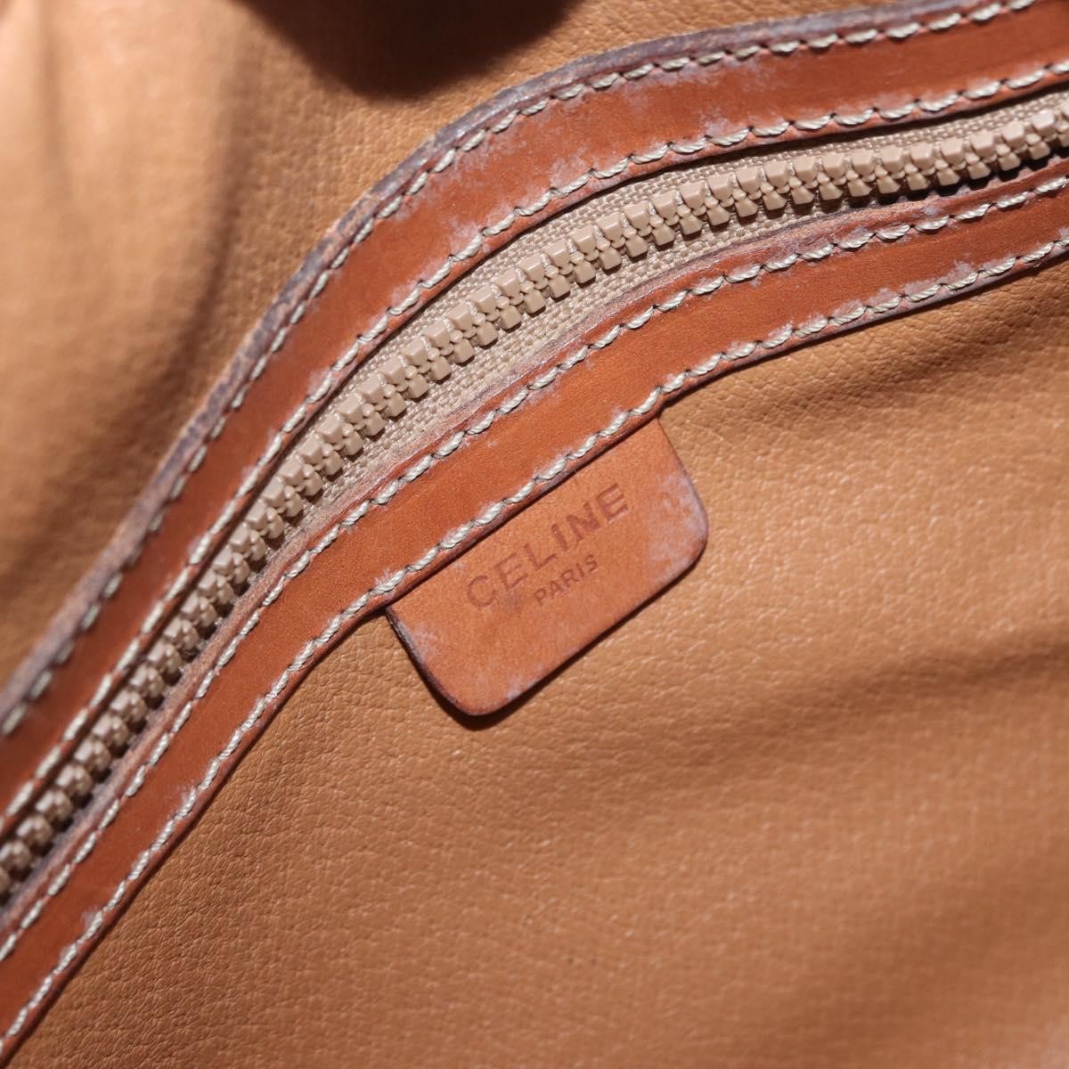 Celine Vintage Macadam Shoulder Bag Canvas and Leather, BEIGE, CANVAS, Shoulder bag