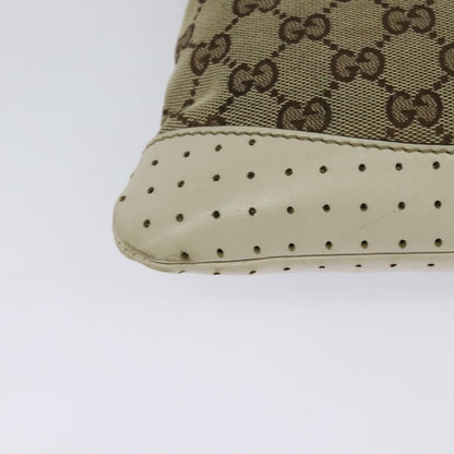 Gucci Zip Messenger Bag GG Canvas with Perforated Leather, BEIGE, CANVAS, Crossbody bag
