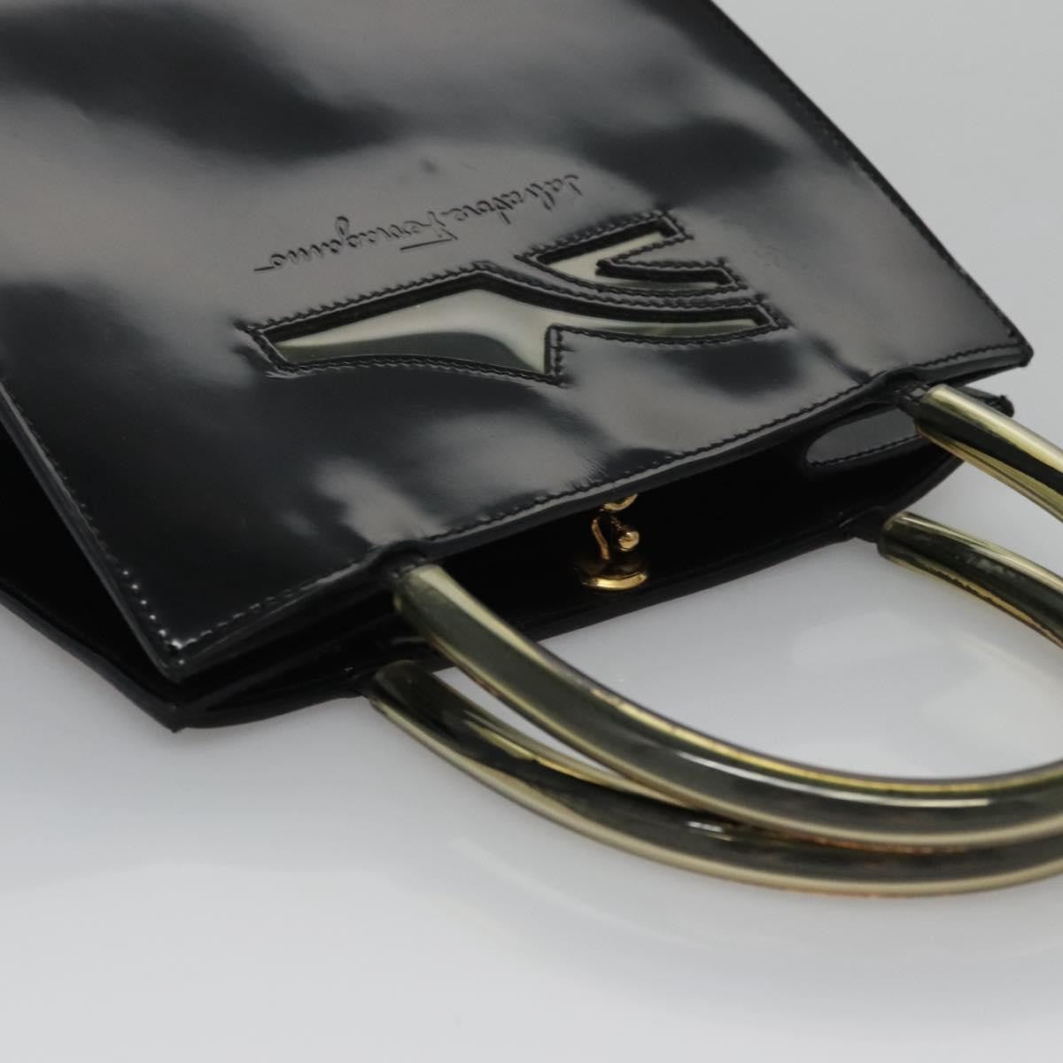 Salvatore Ferragamo Shopper Tote Patent Leather, BLACK, LEATHER, Tote bag