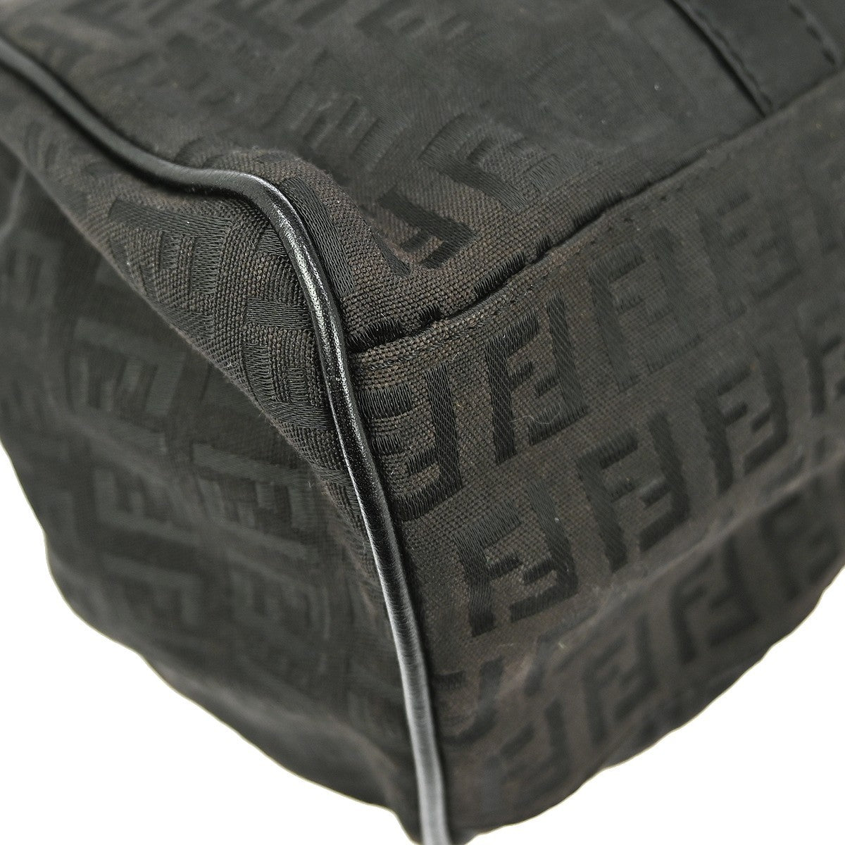 Fendi Belted Shoulder Bag Zucchino Canvas, BLACK, CANVAS, Handbag