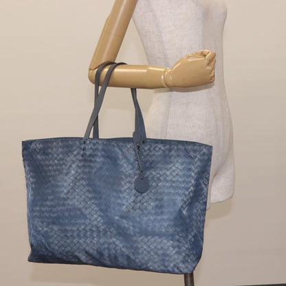Bottega Veneta Intrecciolusion Tote Printed Nylon, BLUE, NYLON, Tote bag