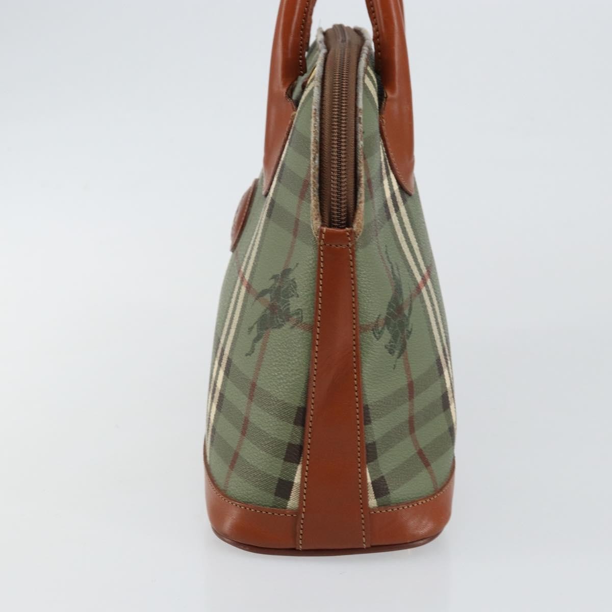 Burberry Nova Handbag Check Pattern, GREEN, PVC, Handbag