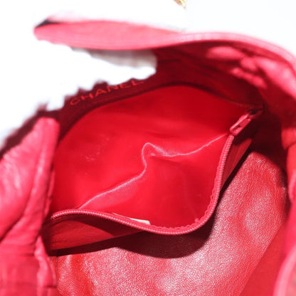 Chanel Drawstring Bucket Bag Lambskin, RED, LEATHER, Crossbody bag