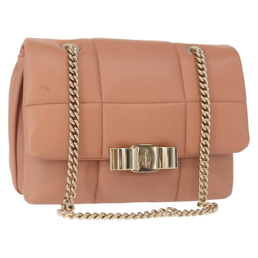 Salvatore Ferragamo Vara Soft Flap Bag Quilted Leather, PINK, LEATHER, Shoulder bag