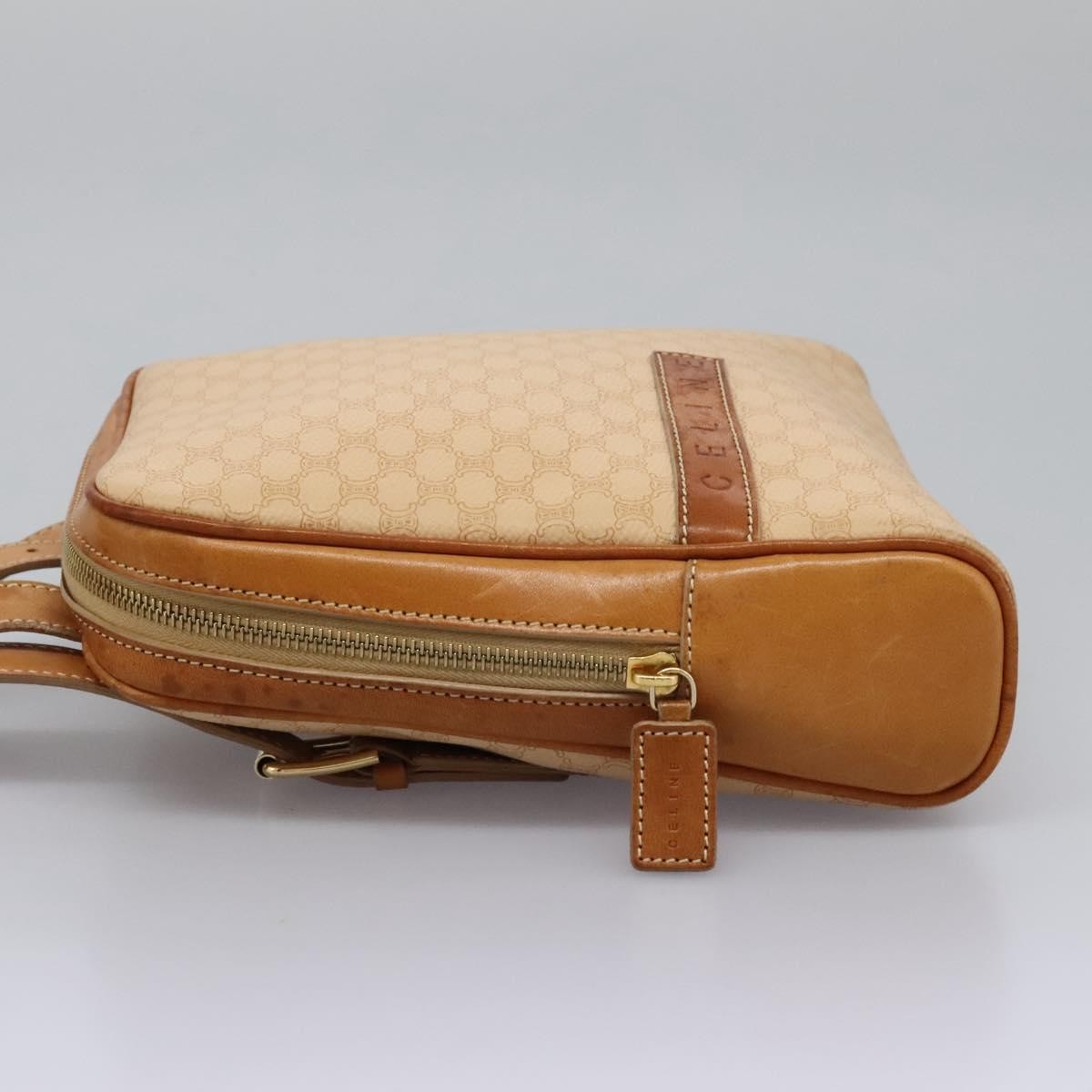 Celine Vintage Macadam Backpack Canvas and Leather, BEIGE, CANVAS, Backpack