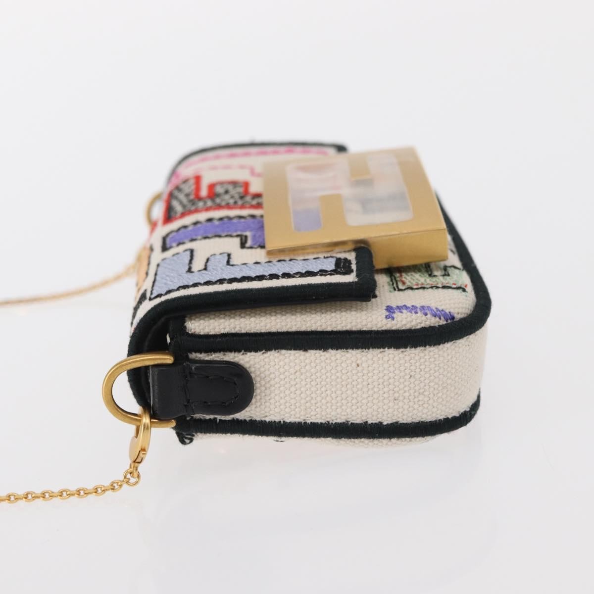 Fendi Chain Baguette Charm Bag Zucca Canvas, MULTICOLOUR, CANVAS, Clutche & pouche