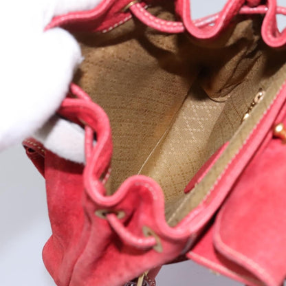 Gucci Vintage Bamboo Backpack Suede, RED, SUEDE, Backpack