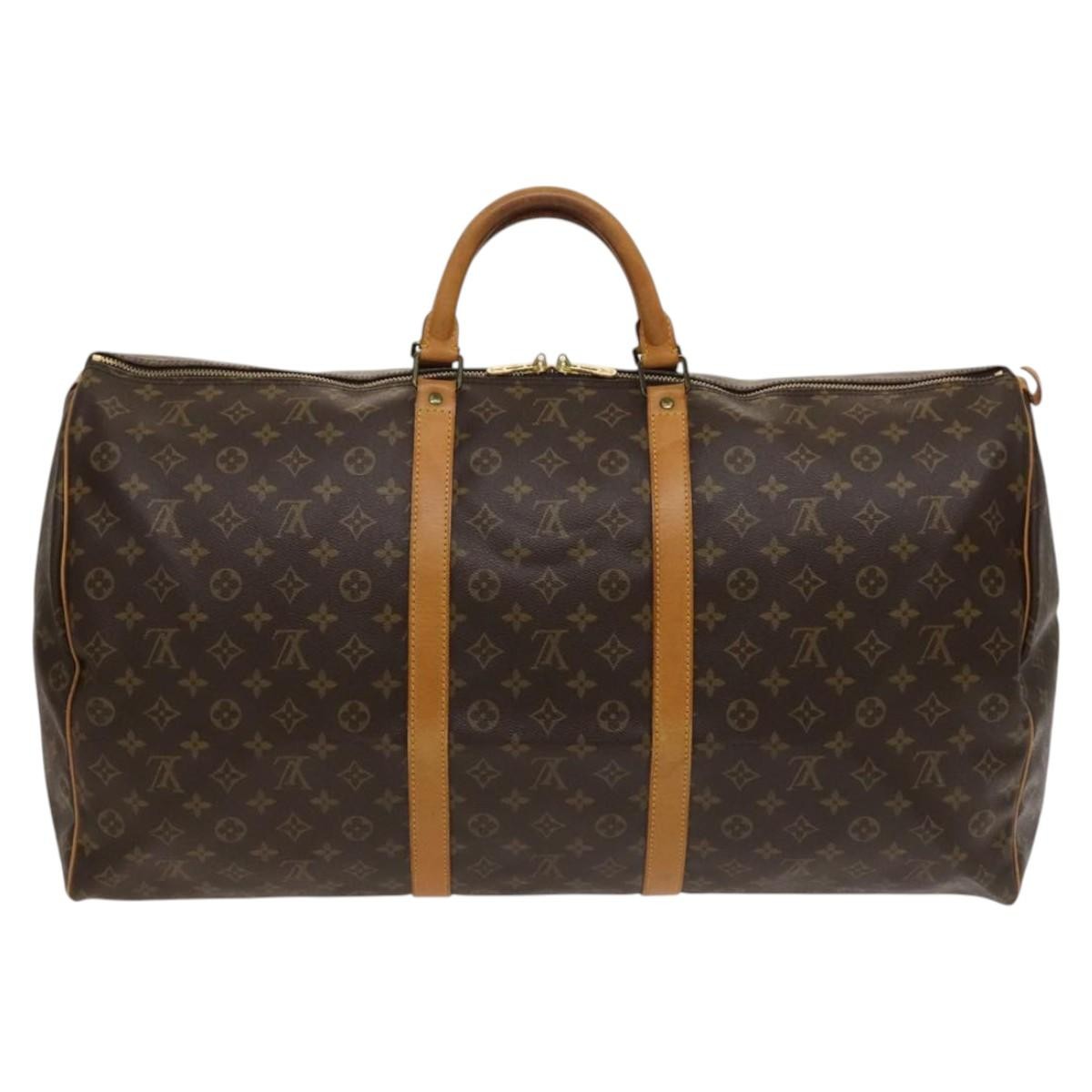 Louis Vuitton Keepall Bag Monogram Canvas, BROWN, CANVAS, Travel bag