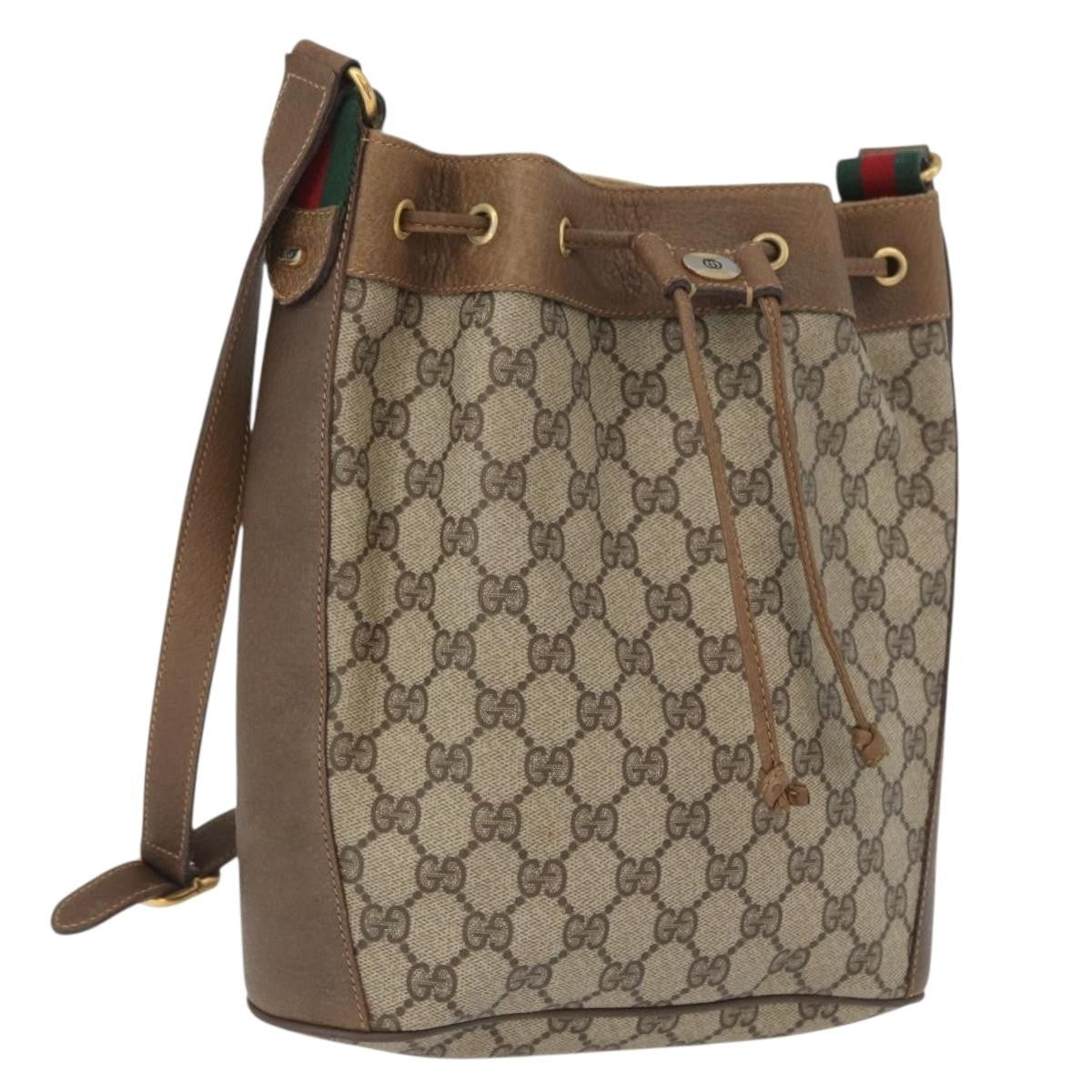 Gucci Drawstring Bucket Bag GG Canvas, BEIGE, CANVAS, Shoulder bag
