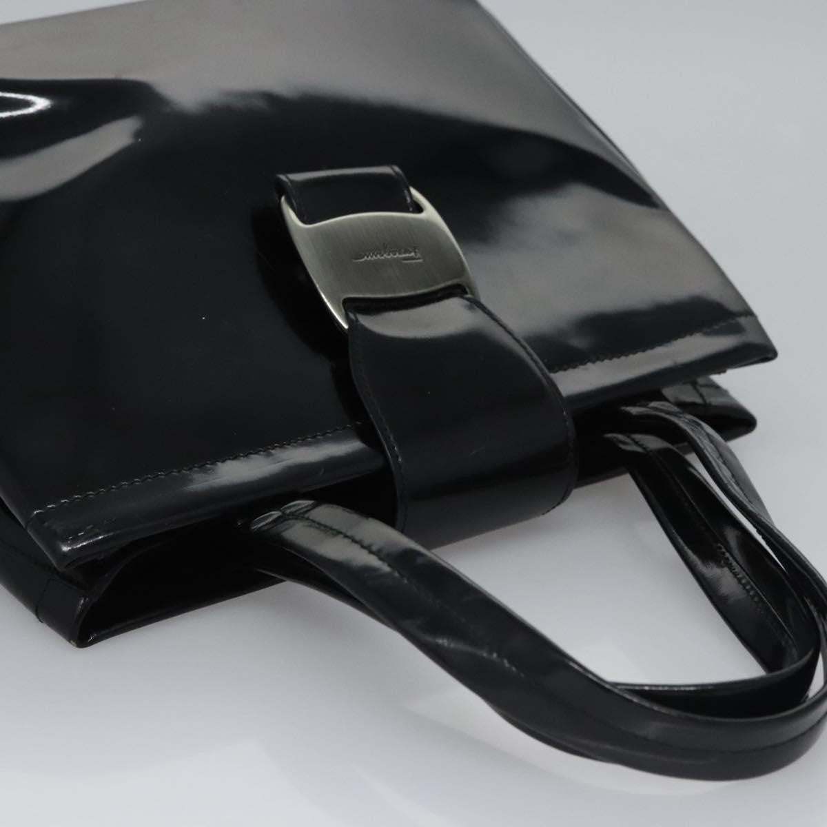 Salvatore Ferragamo Vara Tote Patent Leather, BLACK, PATENT_LEATHER, Handbag