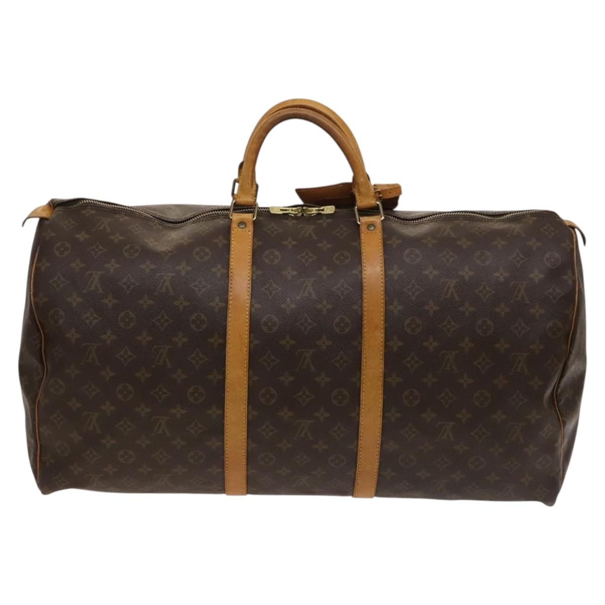 Louis Vuitton Keepall Bag Monogram Canvas, BROWN, CANVAS, Travel bag