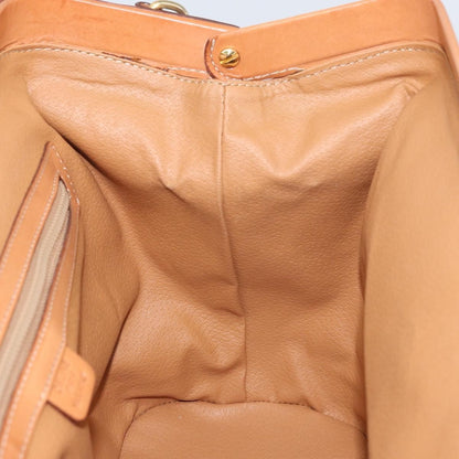 Celine Vintage Macadam Handbag Canvas and Leather, BEIGE, CANVAS, Handbag