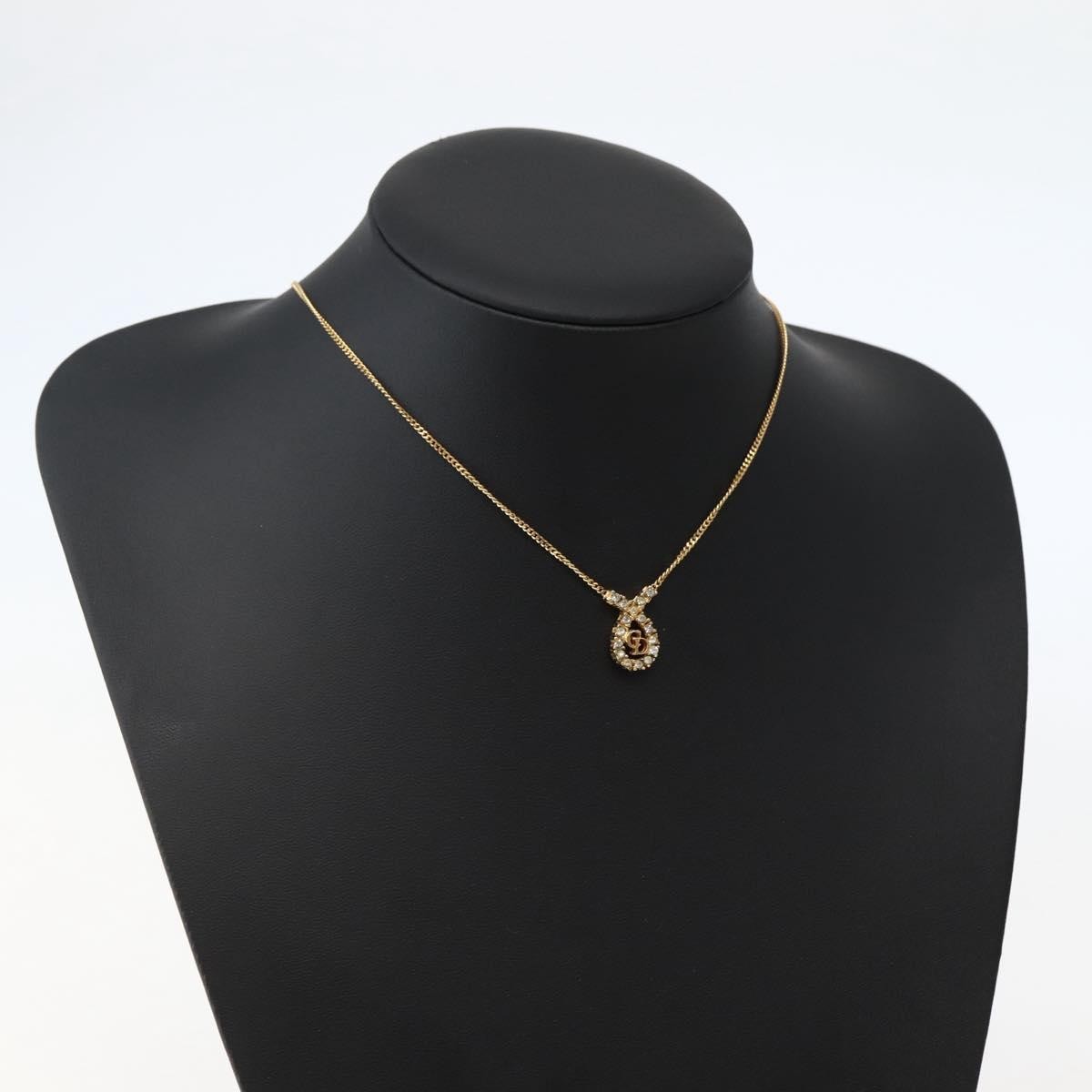 Christian Dior CD Pendant Necklace Metal and Crystals, GOLD, METAL, Necklace
