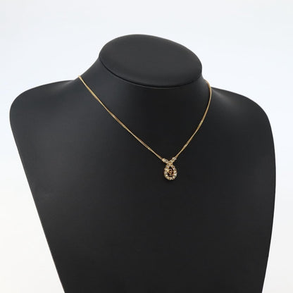 Christian Dior CD Pendant Necklace Metal and Crystals, GOLD, METAL, Necklace