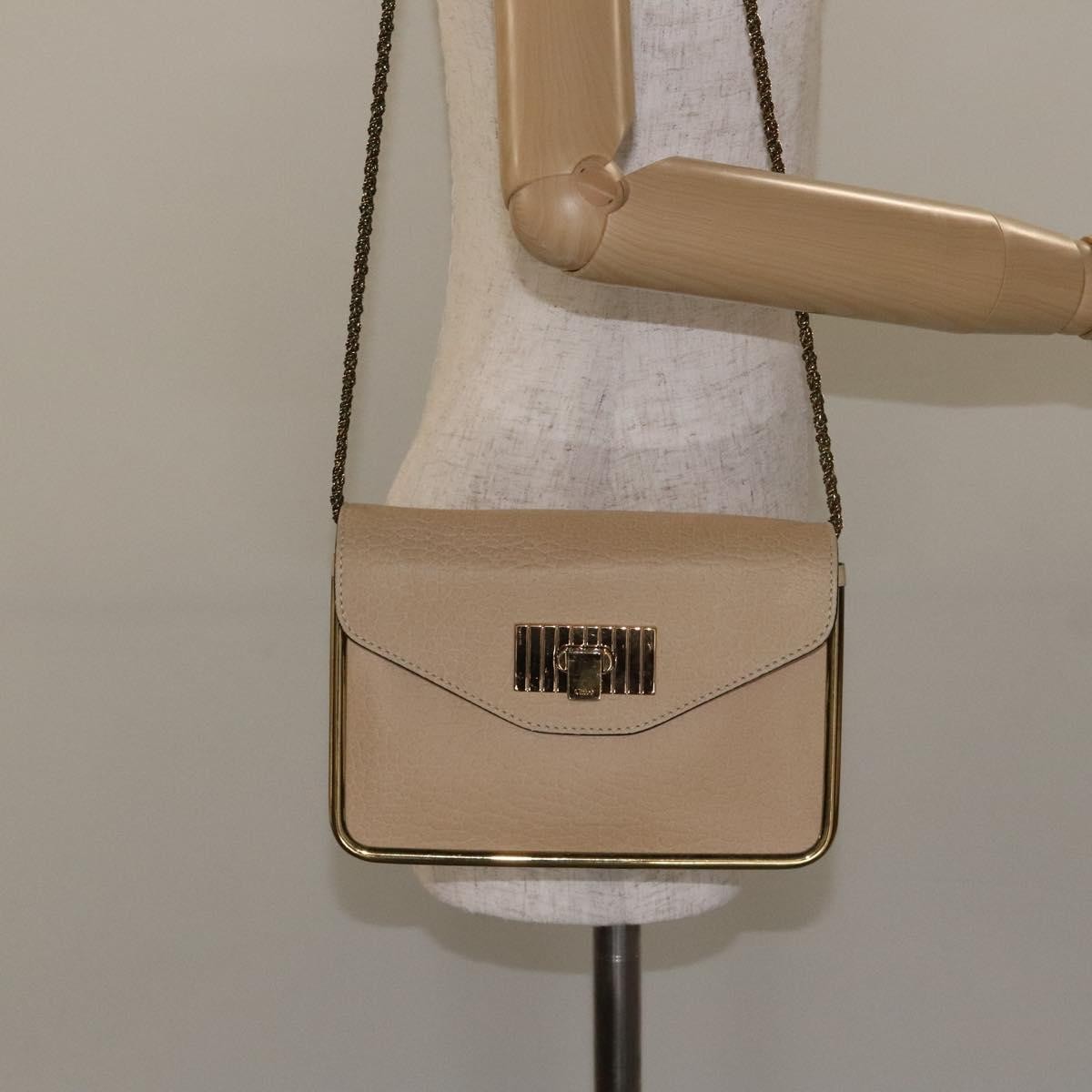 Chloe Sally Shoulder Bag Leather, BEIGE, LEATHER, Shoulder bag