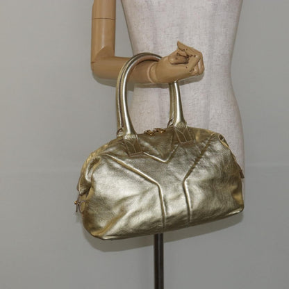 Saint Laurent Easy Y Bag Pebbled Leather, GOLD, LEATHER, Handbag
