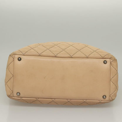 Chanel Petite Shopping Tote Quilted Calfskin, BEIGE, LEATHER, Tote bag