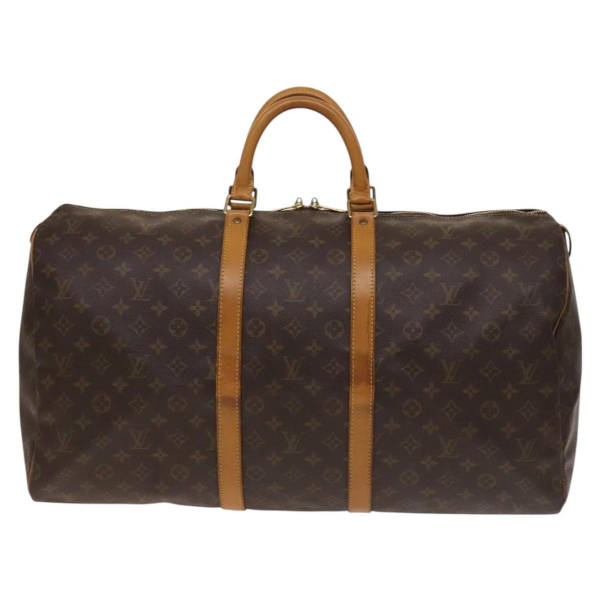 Louis Vuitton Keepall Bag Monogram Canvas, BROWN, CANVAS, Travel bag