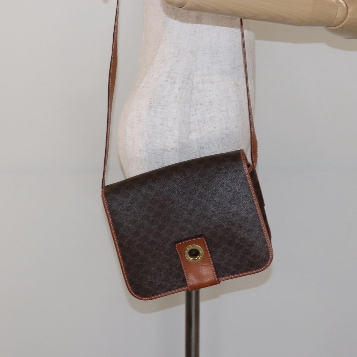 Celine Macadam Shoulder Bag PVC Leather, BROWN, CANVAS, Shoulder bag