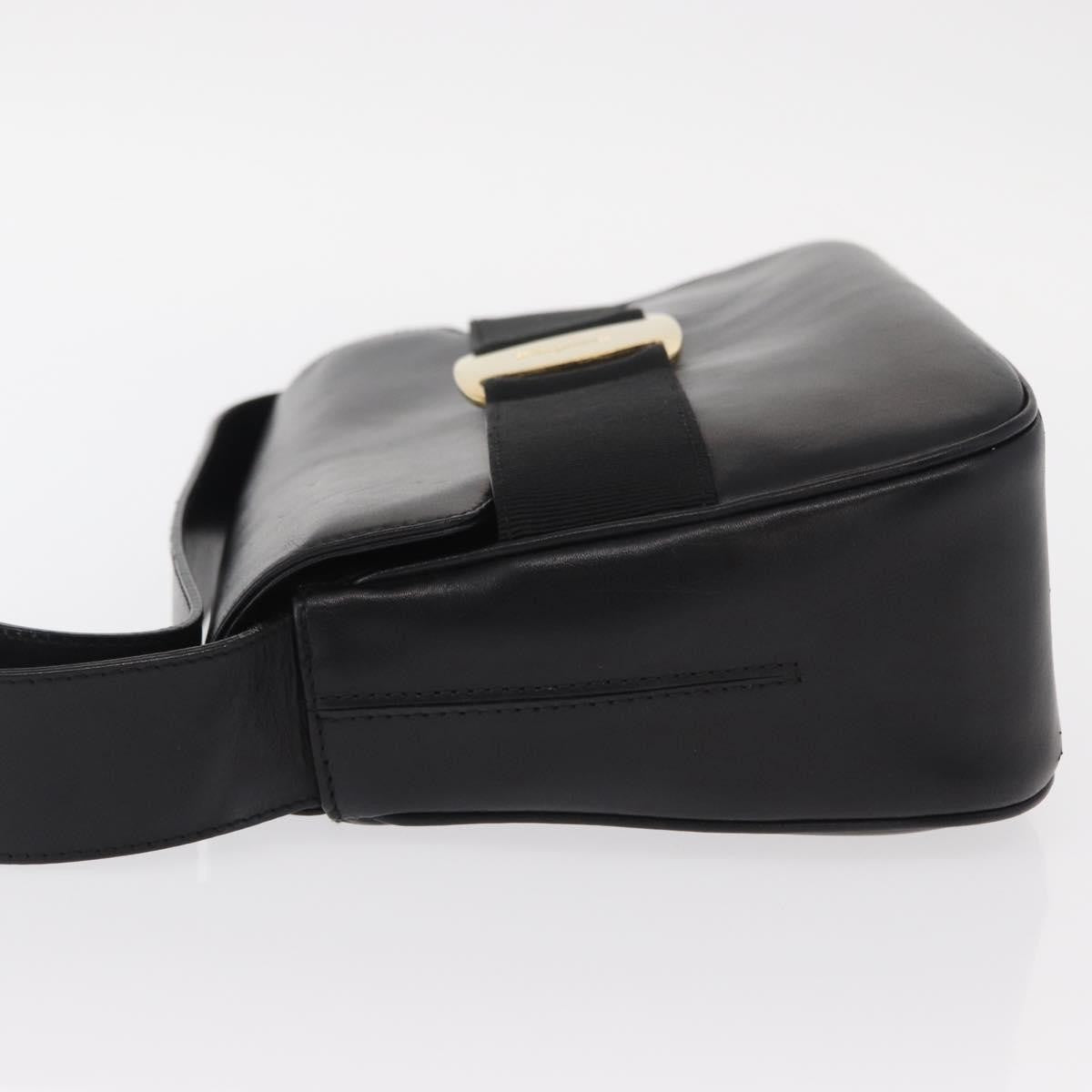 Salvatore Ferragamo Vala Shoulder Bag Leather, BLACK, LEATHER, Shoulder bag