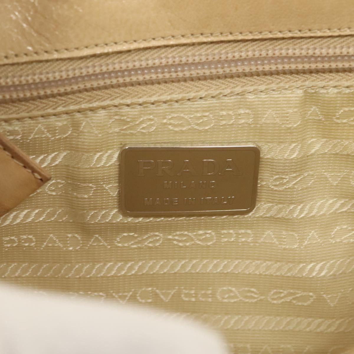 Prada Madras Shoulder Bag Leather, BEIGE, LEATHER, Shoulder bag