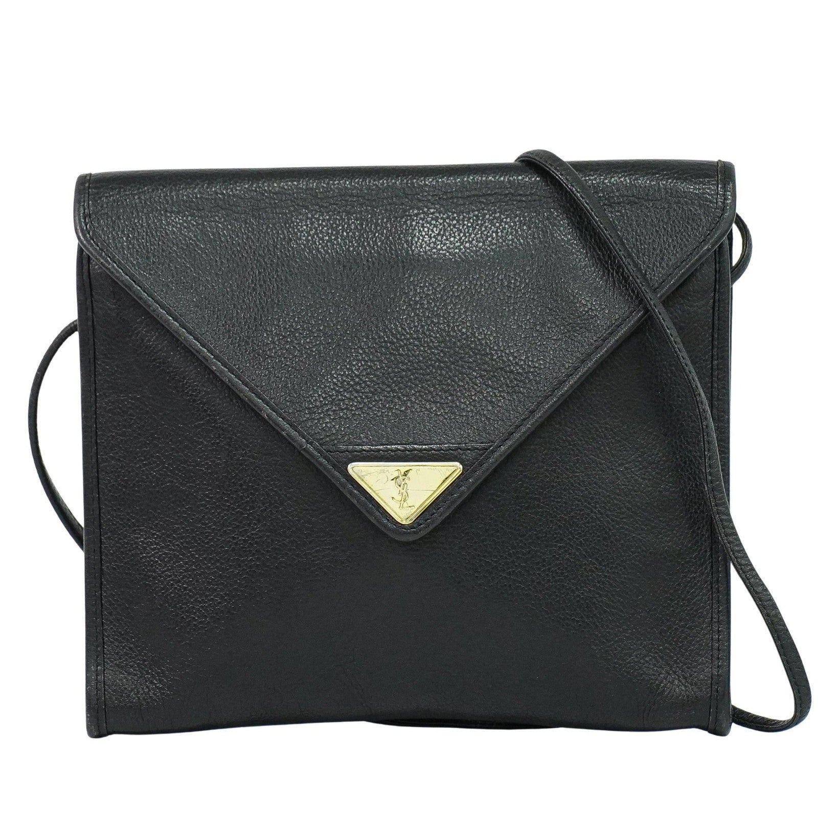 Saint Laurent Vintage Shoulder Bag Leather, BLACK, LEATHER, Shoulder bag