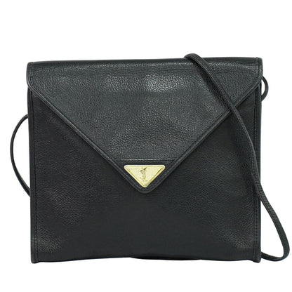 Saint Laurent Vintage Shoulder Bag Leather, BLACK, LEATHER, Shoulder bag