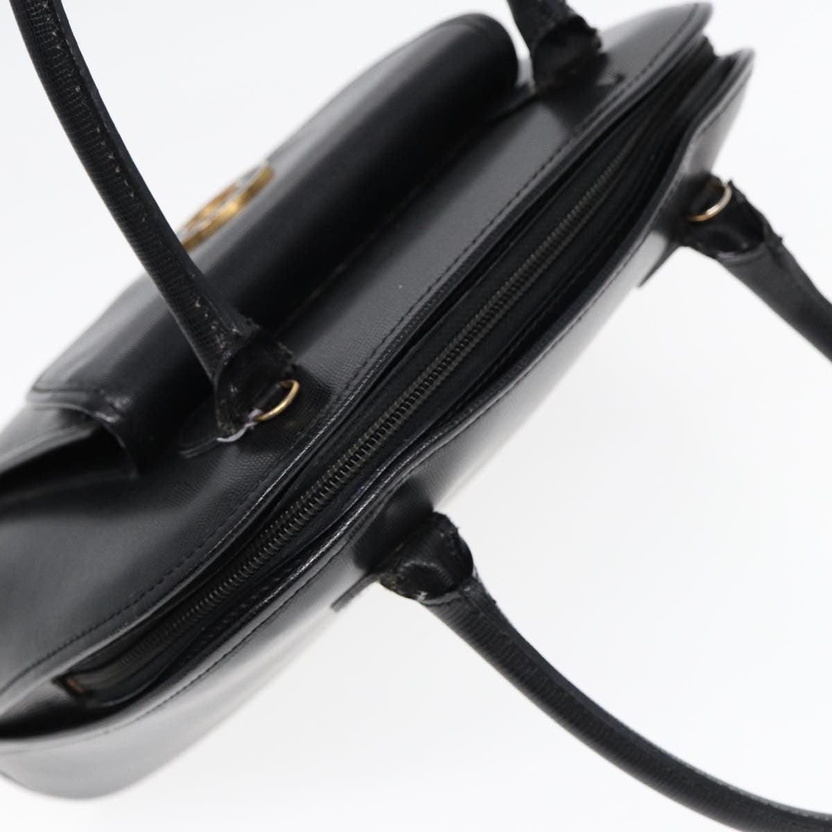 Celine Circle Logo Handbag Leather, BLACK, LEATHER, Handbag