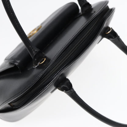 Celine Circle Logo Handbag Leather, BLACK, LEATHER, Handbag