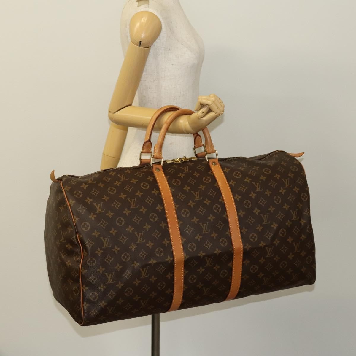 Louis Vuitton Keepall Bag Monogram Canvas, BROWN, CANVAS, Travel bag