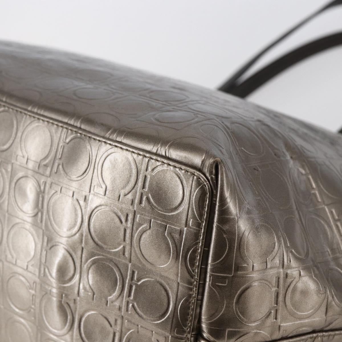 Salvatore Ferragamo Gancini Tote Patent leather, GOLD, PATENT_LEATHER, Tote bag