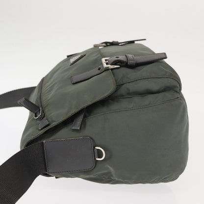 Prada Double Buckle Flap Messenger Bag Tessuto, KHAKI, NYLON, Shoulder bag