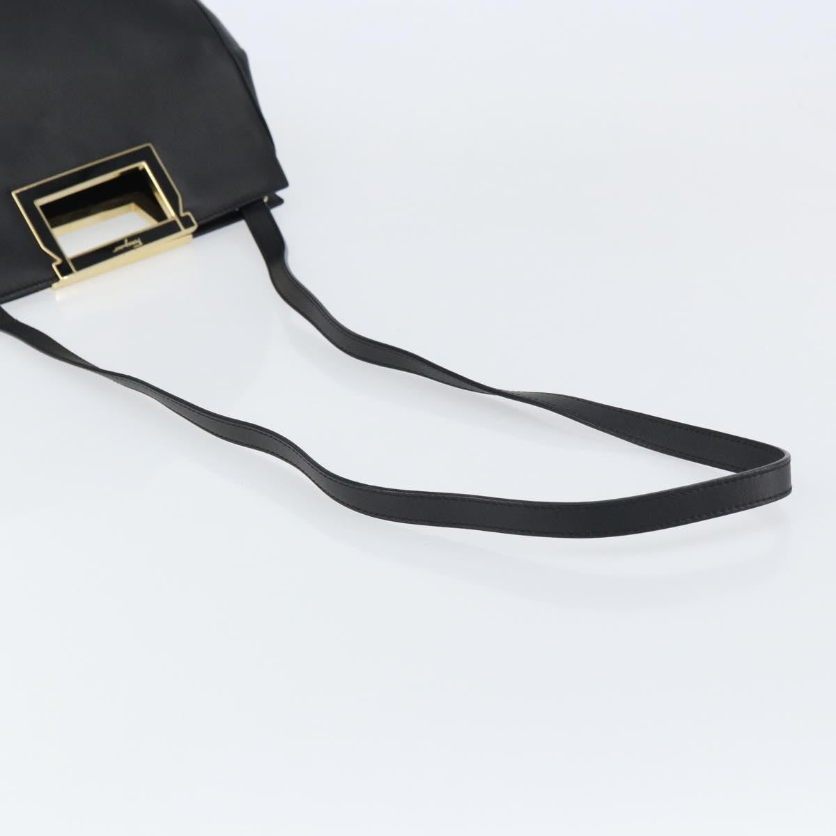 Salvatore Ferragamo Gancini Shoulder Bag Leather, BLACK, LEATHER, Shoulder bag