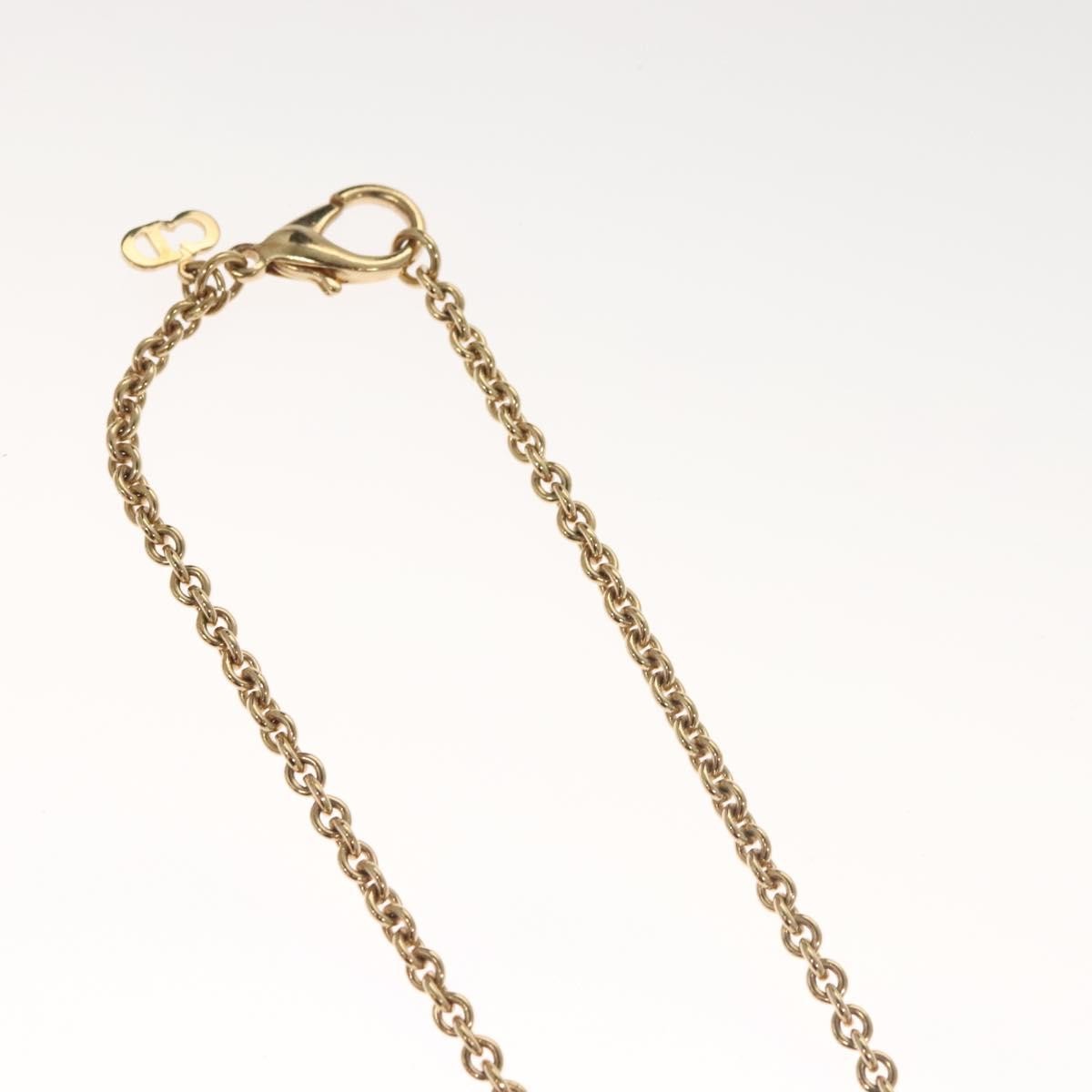 Christian Dior Logo Necklace Crystal Embellished Metal, GOLD, METAL, Necklace