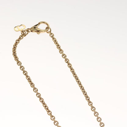 Christian Dior Logo Necklace Crystal Embellished Metal, GOLD, METAL, Necklace