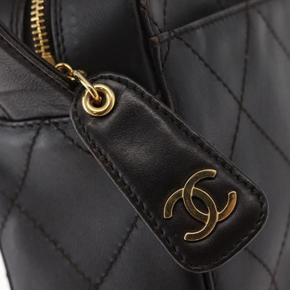 Chanel Vintage Front Pocket Camera Shoulder Bag Leather, BROWN, LEATHER, Shoulder bag