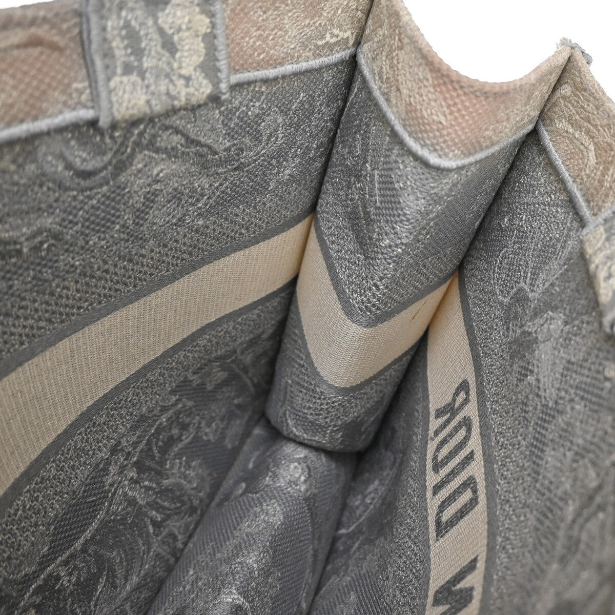 Christian Dior Book Tote Embroidered Canvas, GRAY, CANVAS, Tote bag