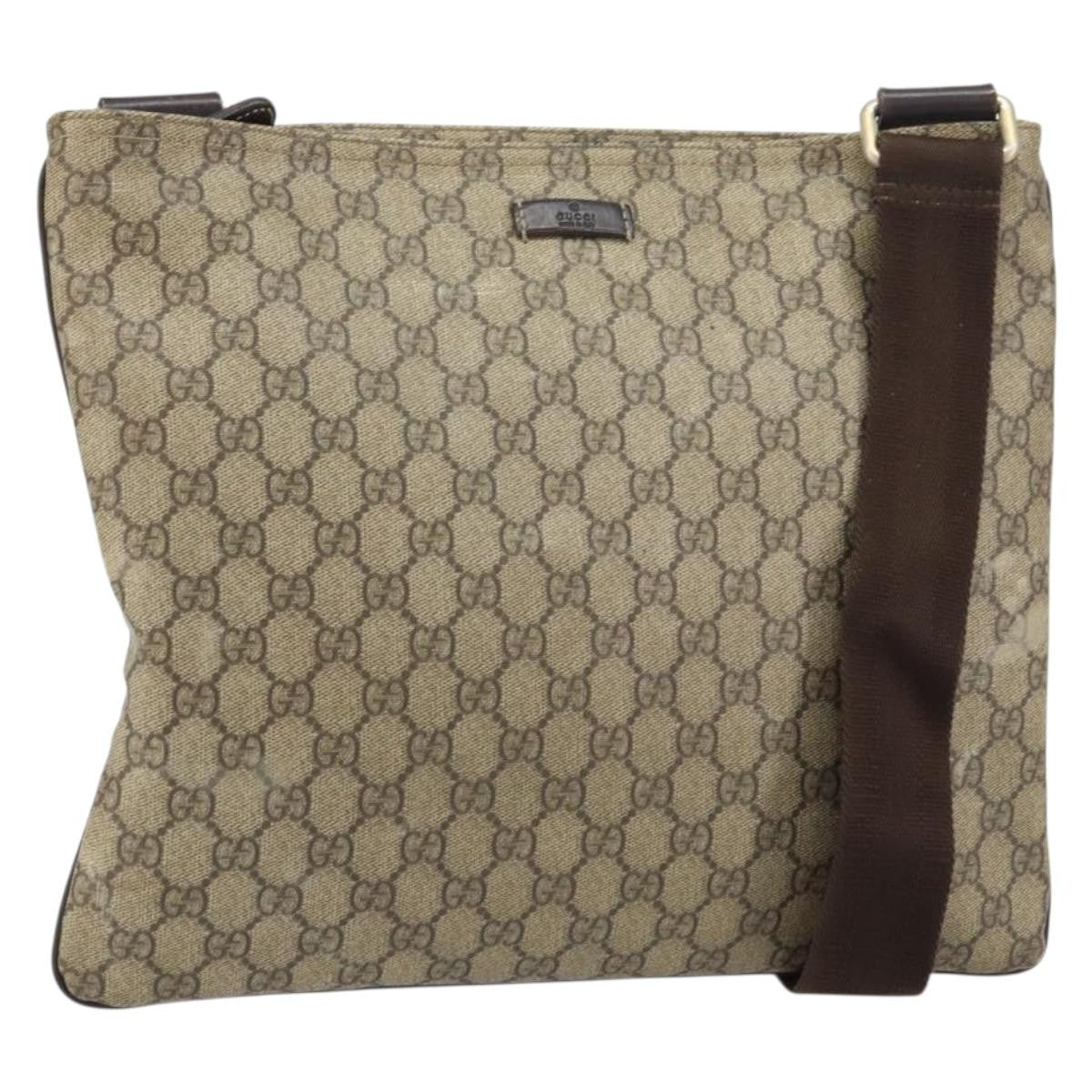 Gucci Zip Top Messenger Bag GG Coated Canvas, BEIGE, PVC, Shoulder bag