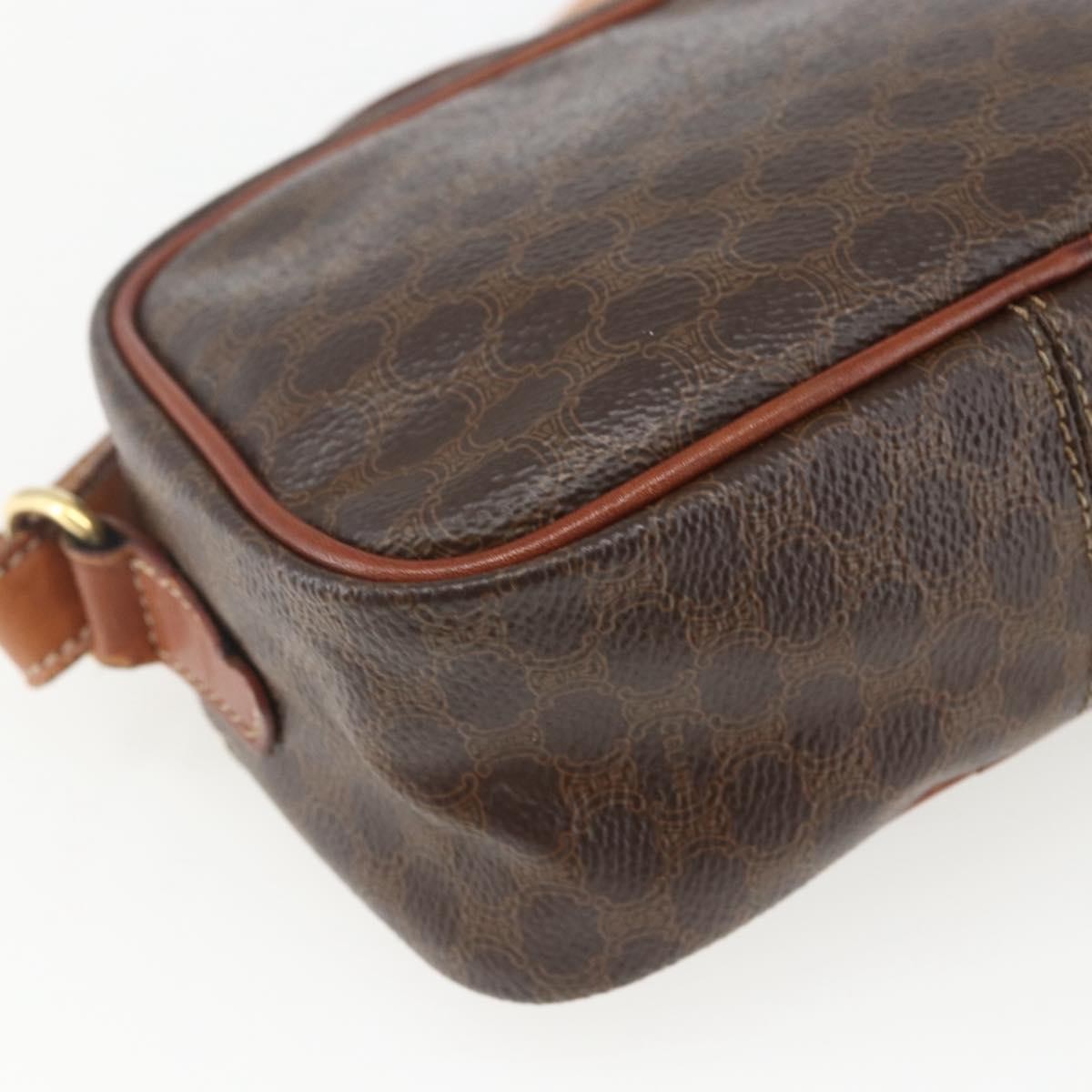 Celine Vintage Macadam Handbag Canvas and Leather, BROWN, CANVAS, Shoulder bag