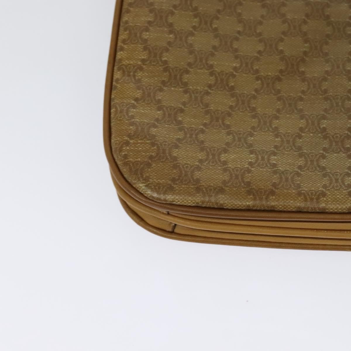 Celine Vintage Macadam Shoulder Bag Canvas and Leather, Beige, Canvas, Shoulder Bag