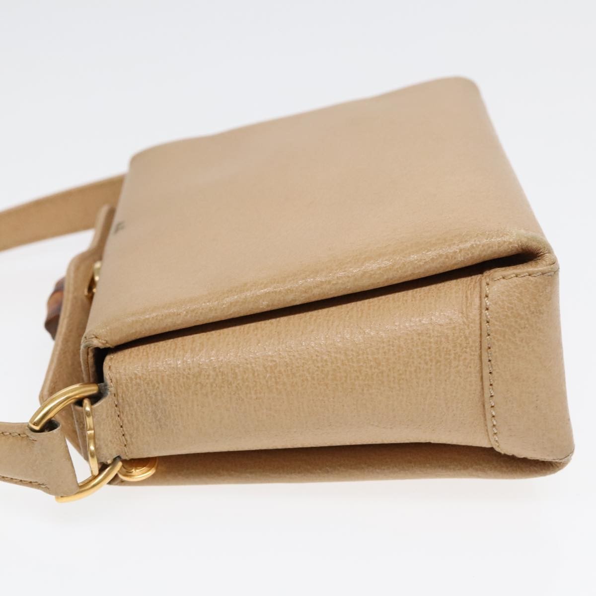 Gucci Vintage Convertible Bamboo Box Crossbody Bag Leather, Beige, Leather, Handbag
