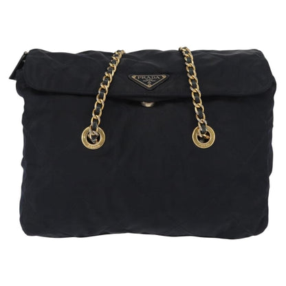 Prada Chain Shoulder Bag Tessuto, Navy, Nylon, Shoulder Bag