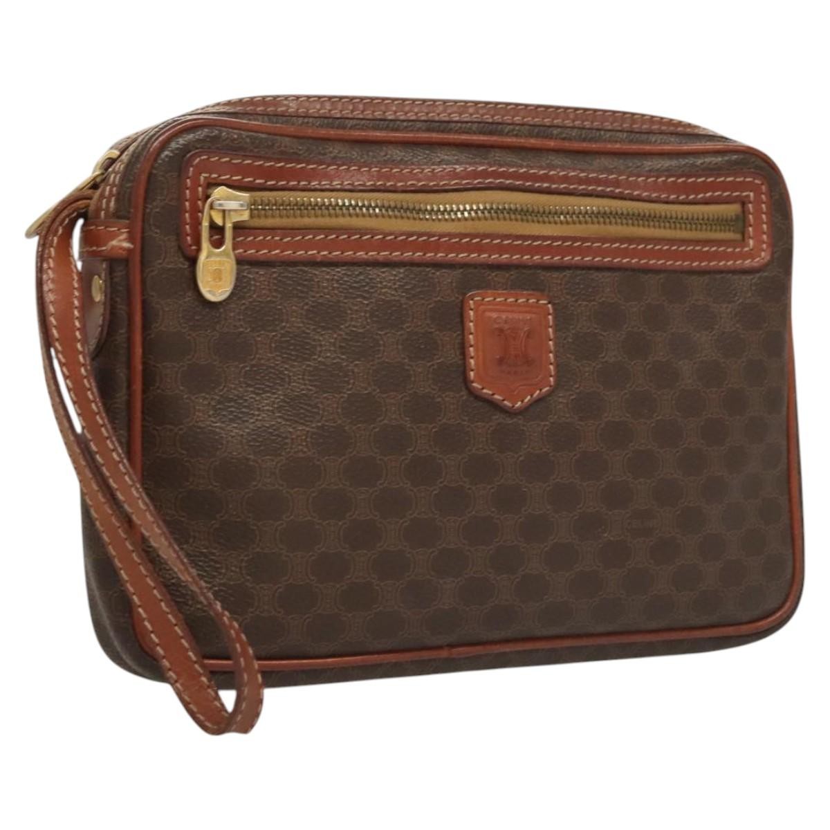 Celine Macadam Pochette Clutch, BROWN, CANVAS, Clutche & pouche